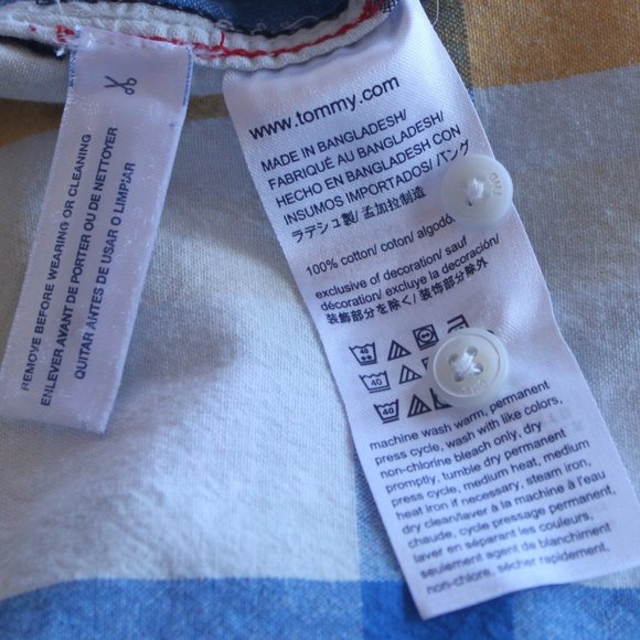 Tommy Hilfiger Denim - Slim Fit, Blue, Yellow and White Shirt Men's US M - Picture 10 of 12